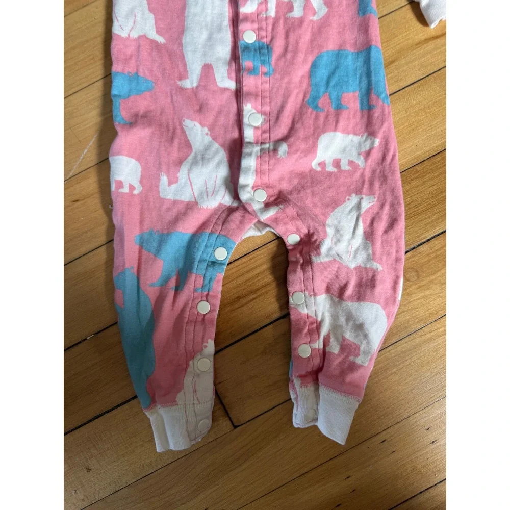 Little Blue House pink blue & white bear print one piece sleeper